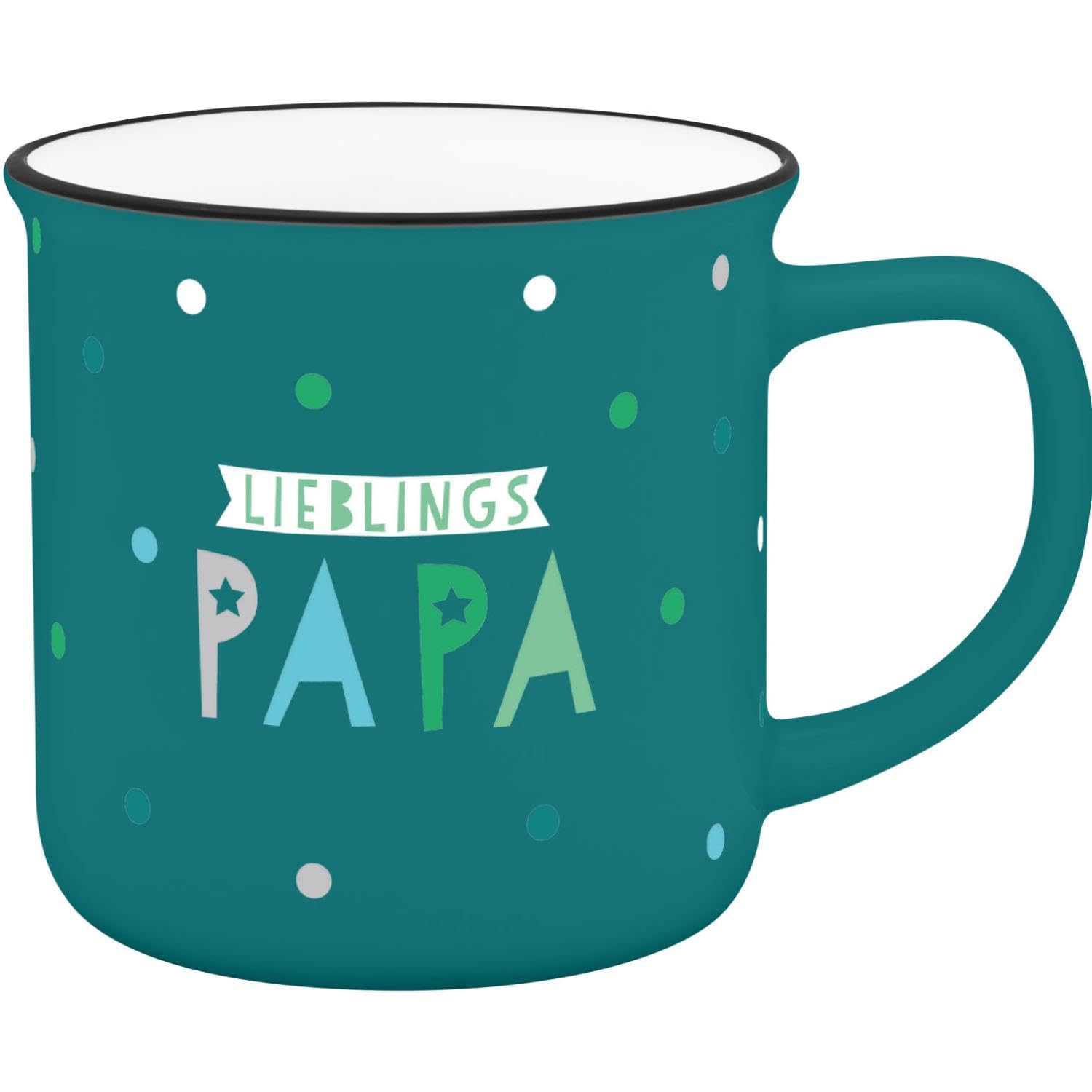 Gruss & CO Mug with Favourite Papa Motif | Favourite Mug Made of New Bone China Porcelain, Enamel Look, Black Drinking Rim, 35 cl | Friendship Gift | 74660