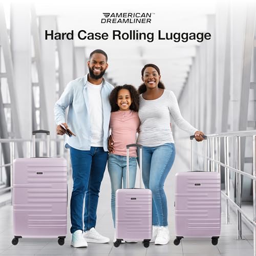 American Dreamliner 3 Piece Set Rolling Luggage, Hardshell Suitcases with Spinner Wheels, 22.5, 26.5, and 30 Inch, Purple2