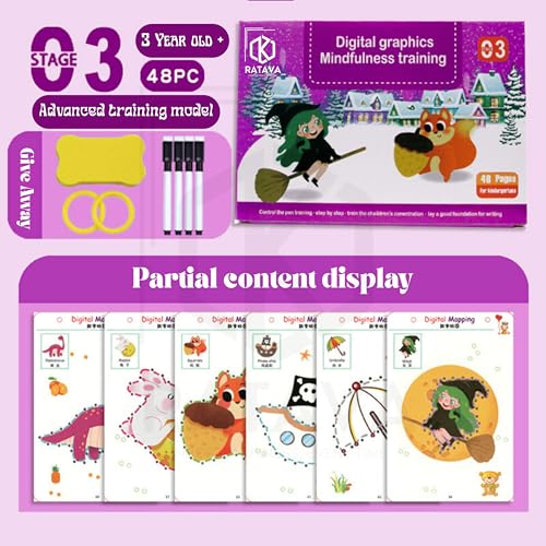 Image of Reusable Magic Tracing Workbook for Kids | Preschool Writing Practice with Disappearing Ink | Learn Alphabets, Numbers, Shapes & Lines | Early Learning Book (48 Pages, 4 Pens, Purple)