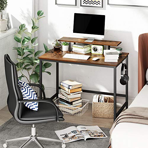 HOMEYFINE Computer bureau met verschuifbare plank, bureau, industrieel bureau, eenvoudige installatie,100 x 60 x 75 cm… - Image 3