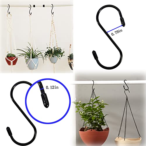 Hedgbobo 3" Heavy Duty S-Hooks, Vinyl Coated S-Hooks For Hanging Plants, Pack Of 10 Black Rubber Coated S Hooks Non-Slip Metal Hooks For Hanging Closets, Gardens, Bird Feeders #TOP3