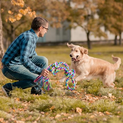 Aitmexcn Robustes Hundespielzeug-Seil – 95 cm Baumwoll-Tau mit 5 Knoten, Großes Kauspielzeug für Große Hunde zur Zahnreinigung und Spielspaß