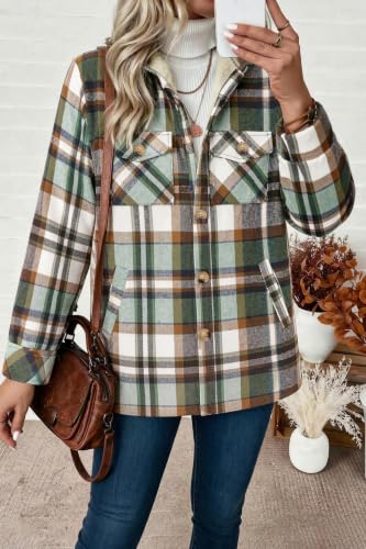 Zeagoo Womens Sherpa Fleece Jacket Casual Button Down Flannel Coats - image 3