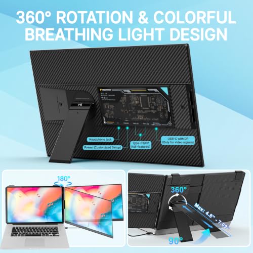 Image of Laptop Screen Extender 15.6 inch, Detachable 1080P FHD Portable Monitor for Laptop , Travel Dual Monitor with 360 Rotating Stand for 13-17 inch Laptop, Plug & Play Compatible with Mac /Windows /Android /Chrome