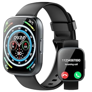 Smart Watch for Men Women(Answer/Make Calls), 1.95″ HD Touch Screen Fitness Watch with Sleep Heart Rate Monitor, 110+ Sports Modes, IP68 Waterproof Activity Trackers Compatible with Android iOS, Black