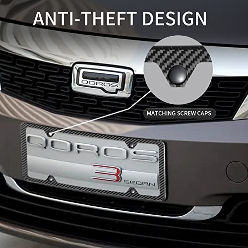 T-Carbon Real Carbon Fiber License Plate Frame, Slim Edge License Plate Frames, High Gloss Finish License Plate Holder With Mounting Tools, Car License Plate Cover Fit For Us Can Vehicles 4 Holes 1Pcs #TOP4