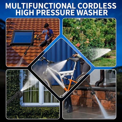 Cordless Pressure Washer, 17pcs Max 990PSI Portable Battery Power Washer with 8000mAh Batteries, 6-in-1 Multifunction Nozzle, 180° Rotating Nozzle for Washing Car, Floor, Patio, Garden & Watering 7 Cordless Pressure Washer, 17pcs Max 990PSI Portable Battery Power Washer with 8000mAh Batteries, 6-in-1 Multifunction Nozzle, 180° Rotating Nozzle for Washing Car, Floor, Patio, Garden & Watering - Image 7