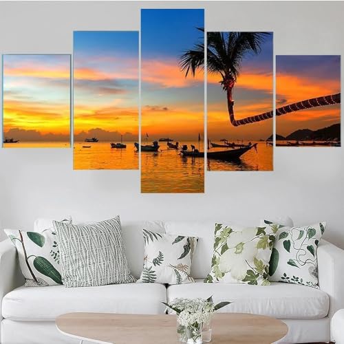 Impression sur toile decoration murale grand tableau de plage salon