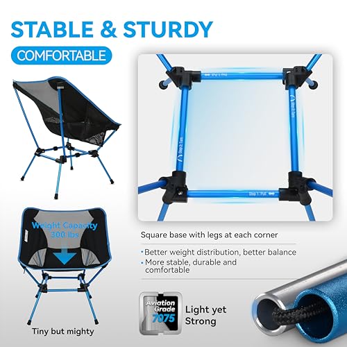 Image of MARCHWAY Ultralight Folding Camping Chair, Heavy Duty Portable Compact for Outdoor Camp, Travel, Beach, Picnic, Festival, Hiking, Lightweight Backpacking (Sky Blue)