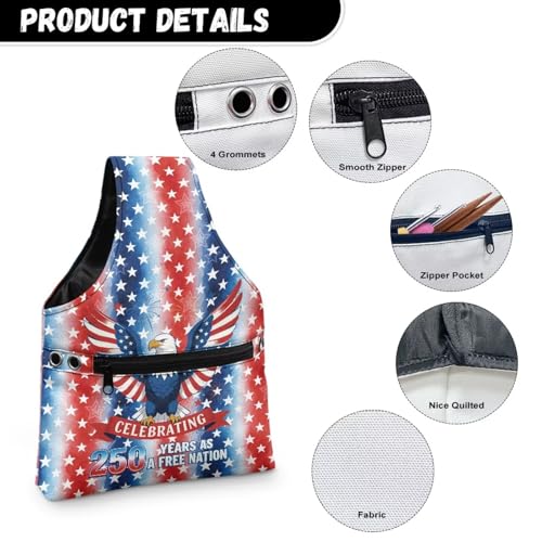 Image of ZUXONGSY Patriotic Eagle Yarn Bag America250 Knitting Tote Bag Cookies Yarn Tote Yarn Organizers and Storage for Women Knitting Yarn Storage Bag Organizer