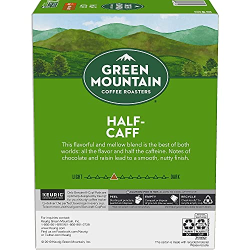 Image of Green Mountain Coffee Roasters Half Caff, Single-Serve Keurig K-Cup Pods, Medium Roast Coffee, 24 Count