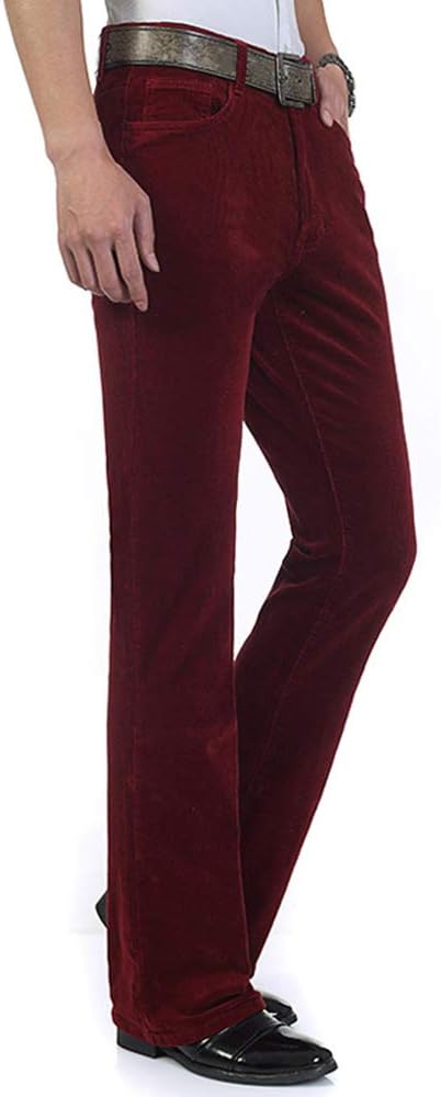 HAORUN Men Corduroy Bell Bottom Flares Pants Slim Fit 60s 70s Vintage Bootcut Trousers - Image 3