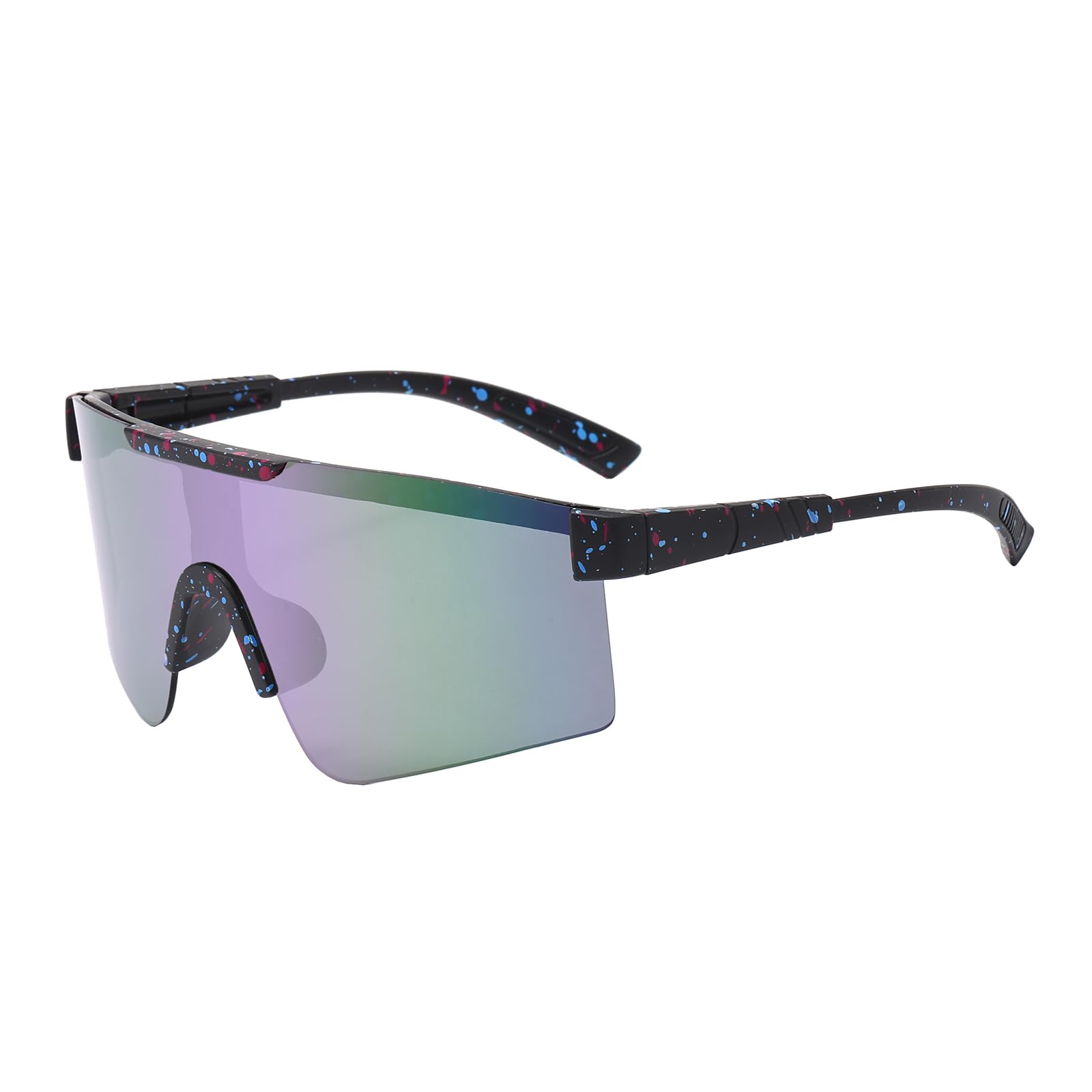 LJCZKA Kids Sports Sunglasses Boys Girls Rimless Cycling Glasses One Piece for Running Driving Hiking with UV400 Protection (Black Purple(Mirrored))