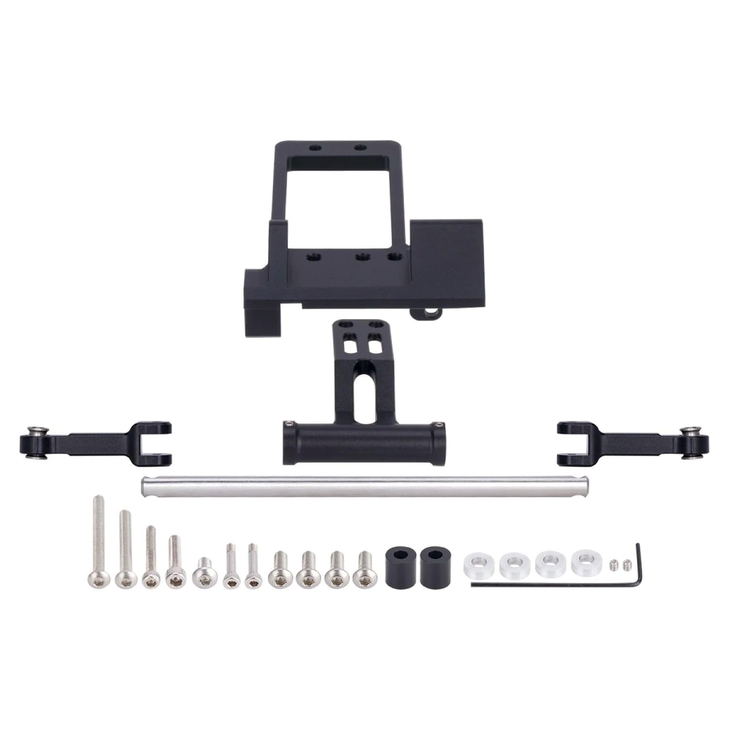 CNC Aluminium BAT Servo Mount with Hydraulic Steering Link for 1/10 RC Crawler Axial SCX10 III Portal Axle LCG Chassis DIY Parts (Black)