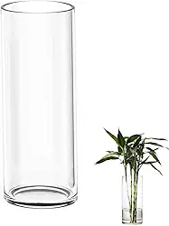 Vaso de vidro grande para flores 30 cm Vaso cilíndrico de vidro transparente para sala de estar Vaso grande moderno 30 x 10 cm