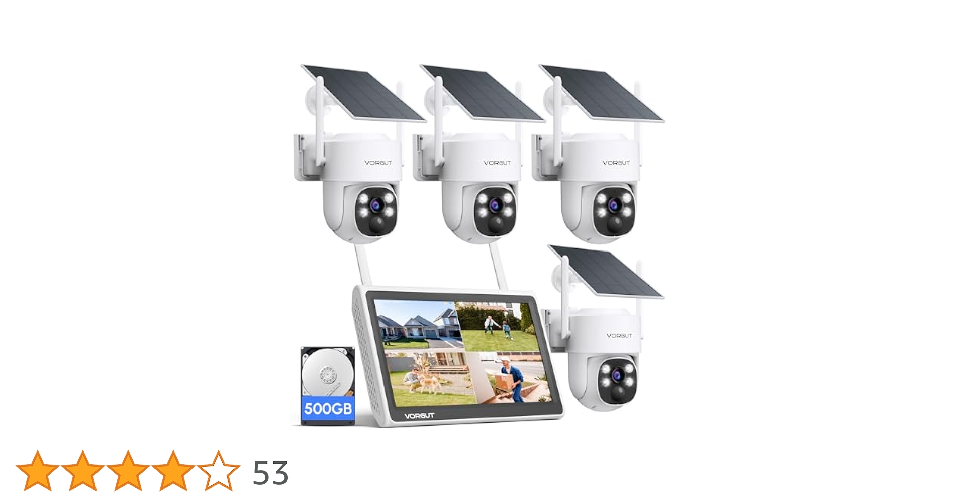 VORGUT 防犯カメラ 屋外 ソーラー 4台セットモニター付き 監視カメラ Amazon.co.jp: VORGUT 防犯カメラ 屋外 ソーラー 4台 モニター