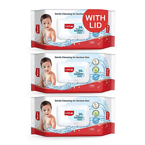 Image of LuvLap Paraben Free 99% Pure Water Nourishing Baby Wipes, with Fliptop Lid (72 Wipes /Pack, Pack of 3) & LuvLap Paraben Free 99% Pure Water Baby Wipes, with Fliptop Lid (72 Wipes /Pack, Pack of 6)