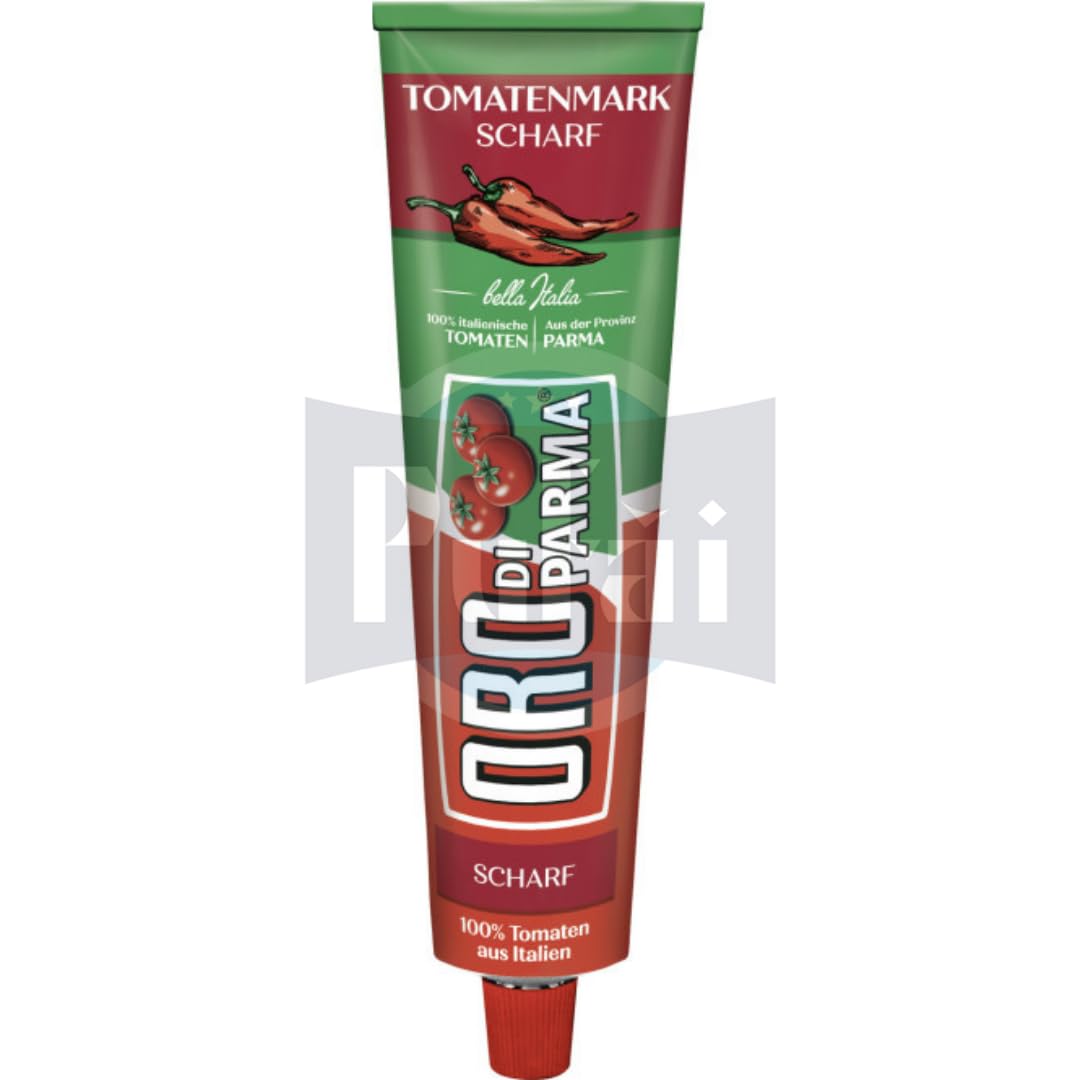 Oro Di Parma Tomatemark scharf 2 fach konzentriertes Tomatenmark 200 gramm x 6 Tube mit Pufai Grocery