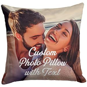 Custom Love, Couple Photo Pillow w Any Picture | 16×16 – Optional Pillow Insert | Personalized Pillow Cover with Your…