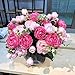 DEEMEI Artificial Peony Flower Silk Peonies Bouquet 4 Bundles Fake Flowers Bulk for Home Wedding Party Decor (Rose Red+Pink)