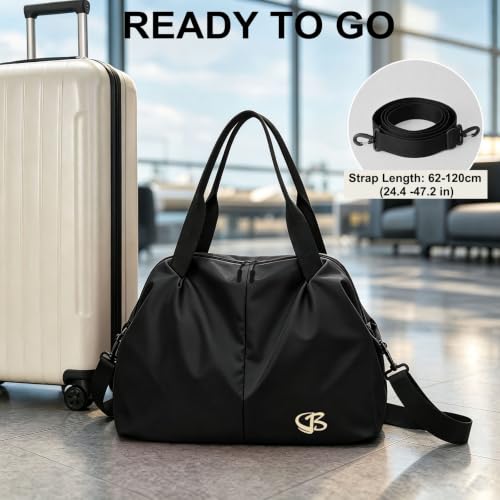 Fitness Bag for Women Small Black, 17" Gym Bag with Wet Pocket Waterproof Portable Sports Tote for Swimming, Weekend Travel - image 7