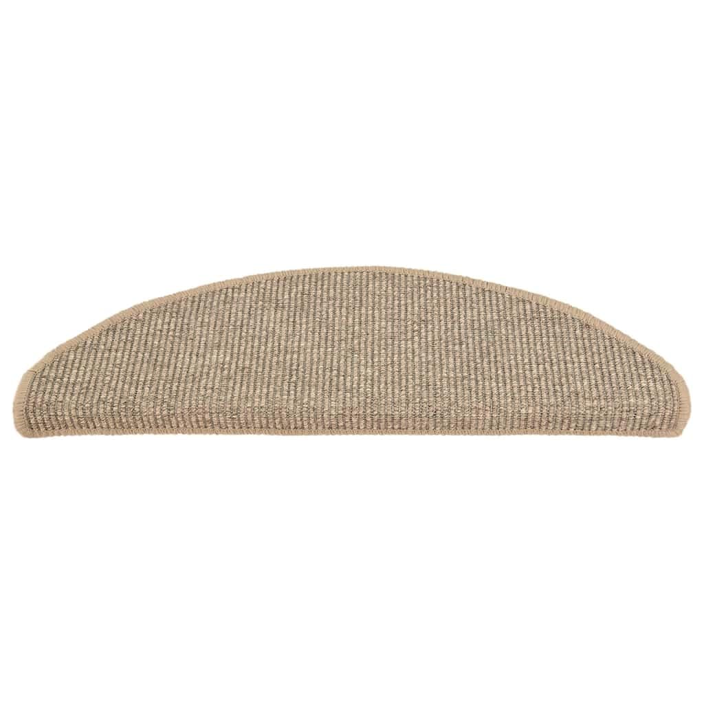 Stufenmatten 15 Stück 65x21x4 cm Dunkelbeige Halbrund Groß Treppenstufen Matten, Teppich Innen für Treppen, rutschfest Stufenmatten Treppenteppich