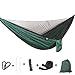 Produktbild Bwiv Hängematte Outdoor Moskitonetz Ultraleicht 290x140cm Tragbar Hammock Schnell Trocknend Fallschirm Nylon Tragkraft 300KG Reisehängematte für Camping Reise Garten Sport Dunkelgrün