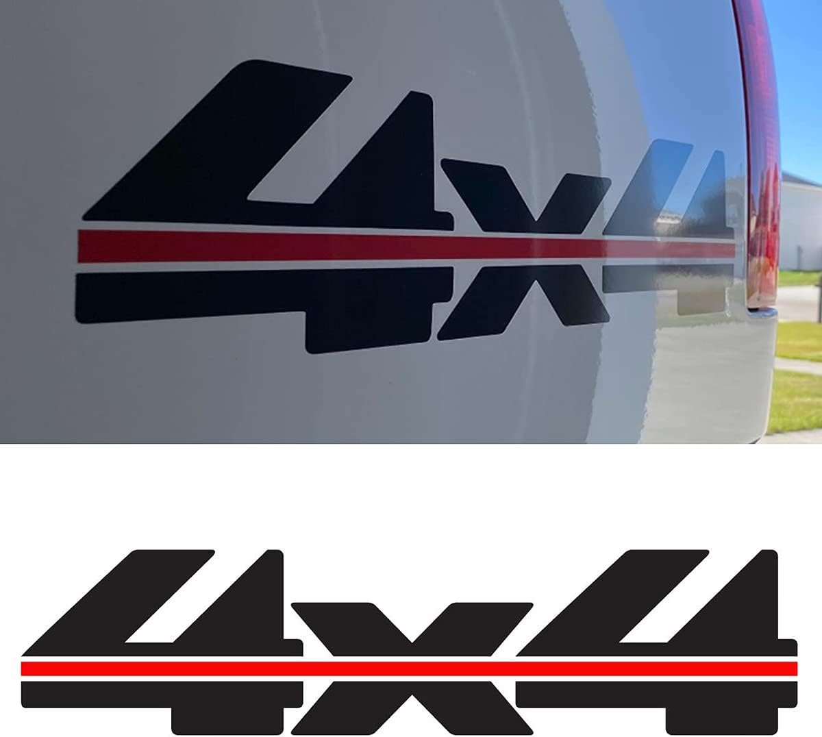 Pair Set 4x4 Vinyl Decals Sticker Compatible with 1988 to 1997 Chevy Truck Bed (Red Black)