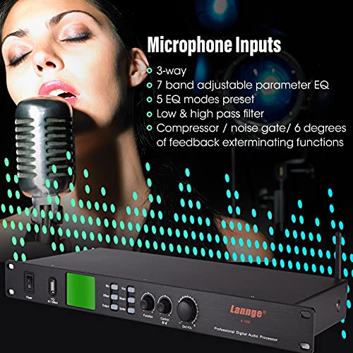 Moochy Processador de áudio digital K-1800 com microfone de 3,5 mm/placa de som USB/entrada de áudio