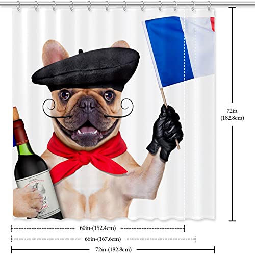 Rideau de douche bouledogue français 183x183 cm pour décoration salle de bain - 7