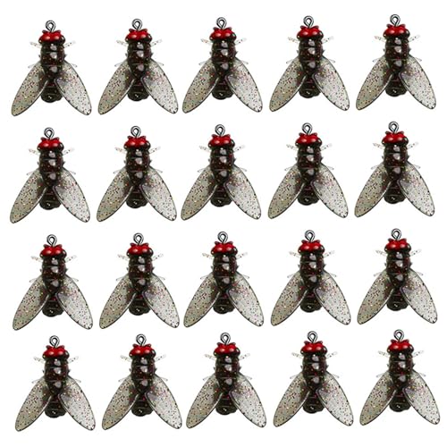 Csafyrt Flies for Fly Fishing 20Pcs Lifelike Artificial Lures with Sturdy Dual Hooks Fishing Accessories for All Waters Bass Trout Salmon Fishing L with Red