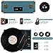 Vinyl Record Player 3-Speed Bluetooth Suitcase Portable Belt-Driven Record Player with Built-in Speakers RCA Line Out AUX in Headphone Jack Vintage Turntable Coral Blue