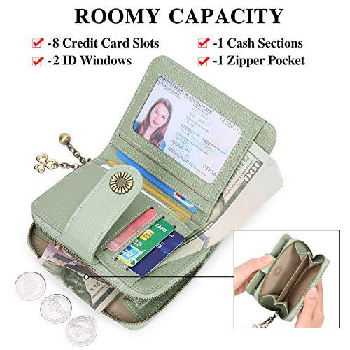 Image of GOIACII RFID Women's Wallet Cute Small Credit Card Holder Ladies Coin Pouch Leather Light Green
