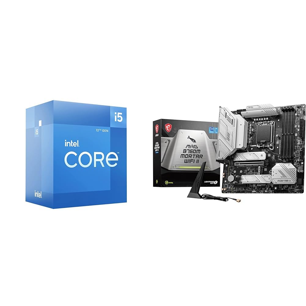 Intel Core i5-12400F Desktop Processor + MSI MAG B760M Mortar WiFi II Gaming Motherboard