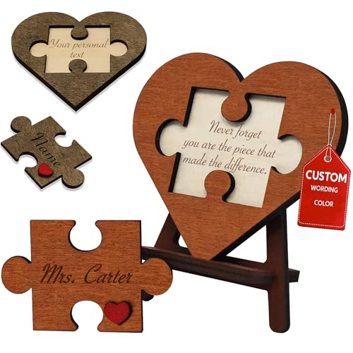 Farewell Gifts for Coworkers Women - Custom Name Thank You Gift Boss Employee Nurse, Goodbye Gifts for Teachers, Retirement Gifts, Never Forget You Are the Piece that Made the Difference Puzzle Sign