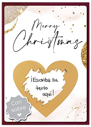 Joli Coon Tarjeta de Navidad con texto “Merry Christmas”, para rascar, con sobre y sello de cera, personalizada Cover