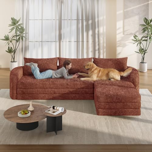 Image of Vesgantti 6 in 1 Convertible Folding Sleeper Sofa Bed, No Assembly, Orange