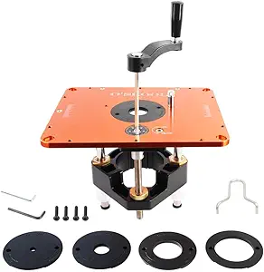 O'SKOOL Router Lift Systems for 3-1/2" Diameter Motors, 9-1/4'' x 11-3/4'' Plate 5-Piece Insert Ring Kit