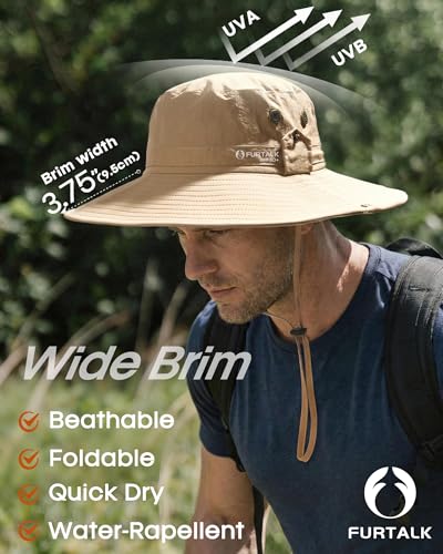 FURTALK Sun Hats for Men Fishing Hat UPF 80+ Foldable Wide Brim Outdoor Hiking Beach Summer Hats - Image 4