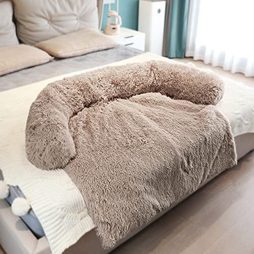 Dekeyoo Waterproof Dog Beds For Couch With Soft Neck Bolster, Universal Pet Furniture Cover, Sofa Bed Cover, Plush Dog Bed And More For Dogs And Cats, Machine Washable Khaki Medium #TOP5