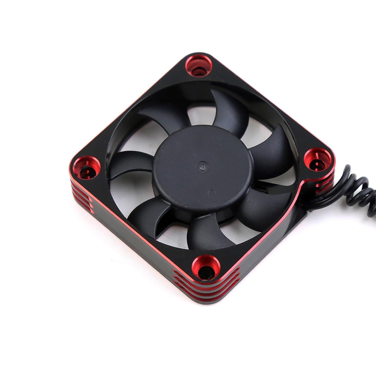 RC Motor Cooling Fan Aluminum Alloy Radiator, ESC Cooling Radiator Fan for 1/5 1/8 1/10 1/12 Ratio RC Car (30mm Black Red)