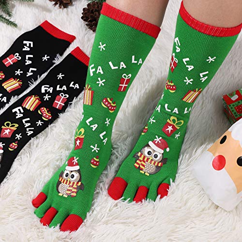 SOIMISS Pares Do Natal Impressão 2 5 Dedos de Lotação Meias Coloridas Tubo Respirável Peúgas Fazer D