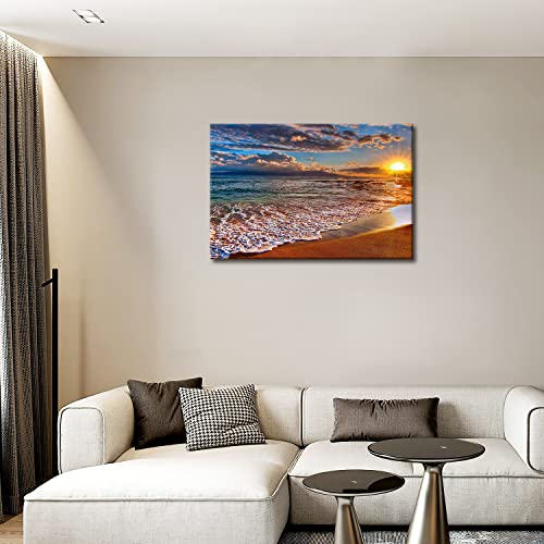 Wall Art Painting Beach Sunrise White Wave Prints On Canvas The Picture Seascape Pictures Oil For Home Modern Decoration Print Decor For Items #TOP2