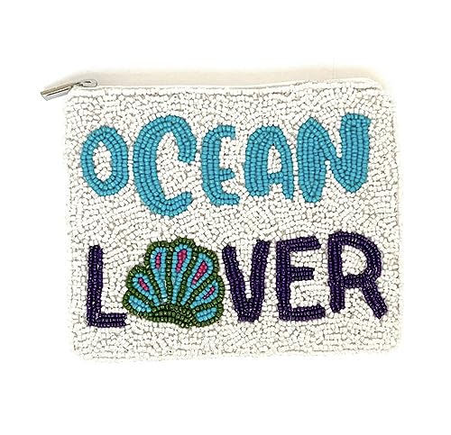 OCEAN LOVER Bead Coin Pouch, Beaded Coin Pouch, Bead Coin Purse, Small Wallets for Coins, Coin Bag, Birthday Gifts