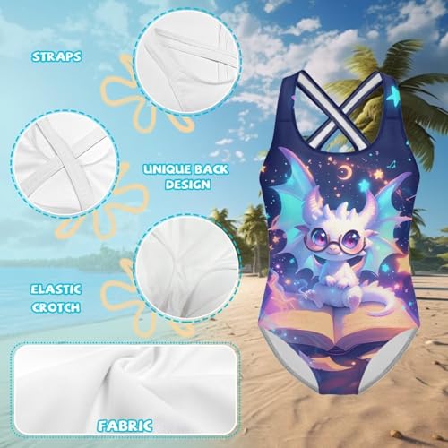 Image of INSTANTARTS Girls One Piece Swimwear Sleeveless Crossback Swimsuits