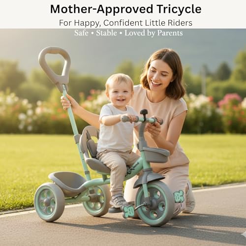 Image of Tricycle for Kids, with Parental Control, Tricycles for Kids 2 to 5 Years Boys and Girls, Cycle for 1+ Children, Bike with EVA Tech Wheels, Super, Sea Green