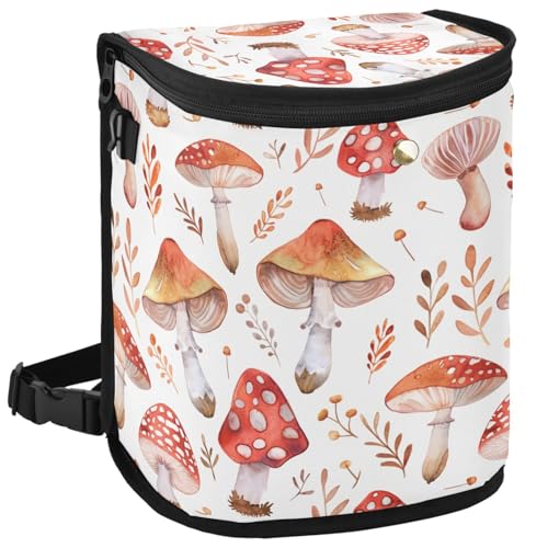 Image of Car Trash Can Mushroom Leaves Car Garbage Bag with Lid Hanging Waterproof Leak Proof Vehicle Storage Bin