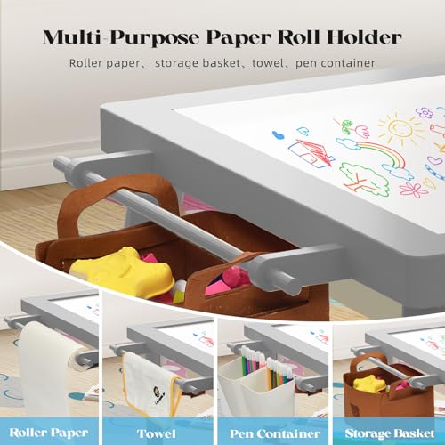 Image of Easyego Sensory Table for Toddlers Kids Play Wooden Sand Water Table with Double-Sided Board & Foldable Storage Bins for Indoor and Outdoor Use, Birthday Gifts for Boys and Girls - Light Grey