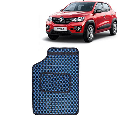 Image of Kingsway Dotted Design Car Floor Foot Mats Universal Fit for Renault Kwid, Model Year : 2015-2018, Water and Dustproof, Color Blue, Set of 5 Pieces