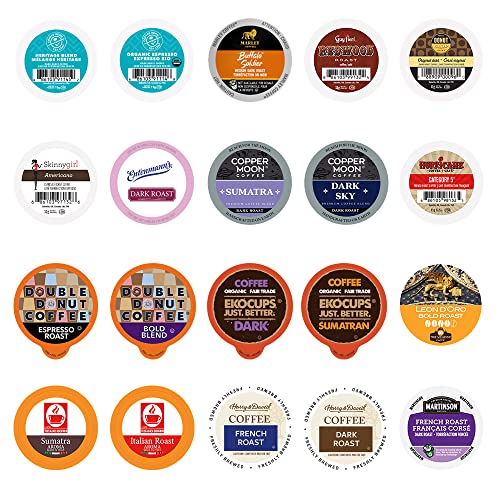Perfect Samplers Dark Roast Coffee Pods Variety Pack, Strong Bold Coffee & Dark Roast Blends, Dark Roast Coffee Pods for Keurig K Cups Machines, Coffee Sampler 20 Count